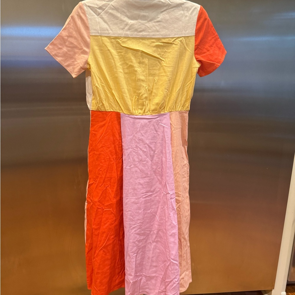 English Factory Colorblock Midi Dress in Orange, Yellow, and Pink - Picture 5 of 7